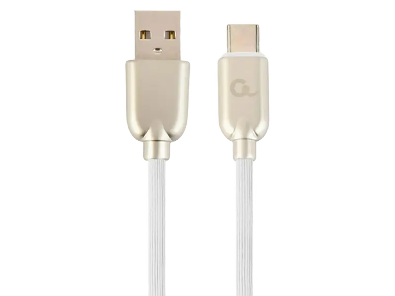 Blister Type-C /USB2.0, AM/CM, 2.0m, Cablexpert Premium Ruber White, CC-USB2R-AMCM-2M-W