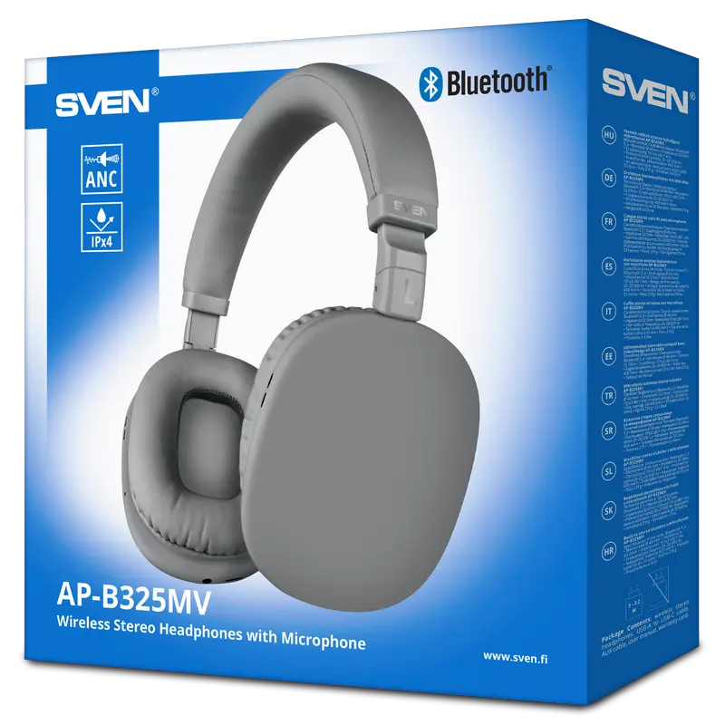 Casti Bluetooth SVEN AP-B325MV cu ANC si microfon, gri, vedere alternativă