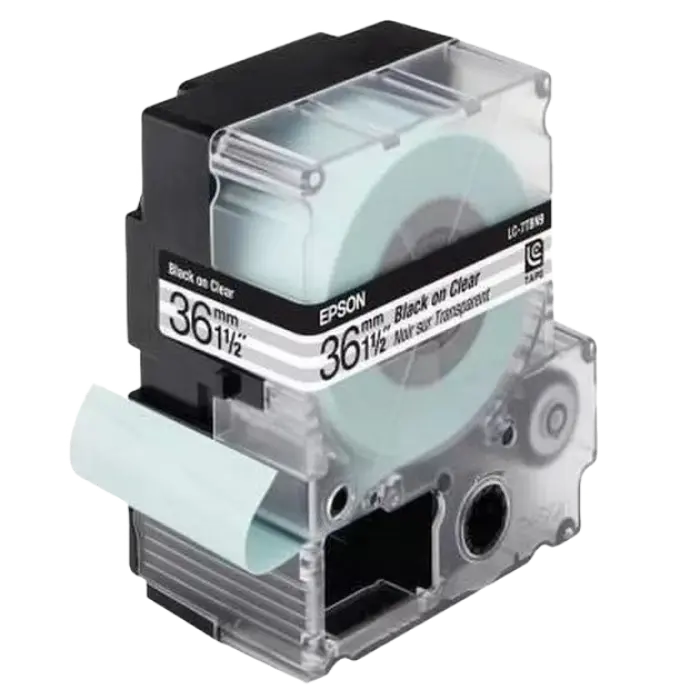 Bandă etichete Epson LC7TBN9; 36mm/9m Clear, Black/Clear