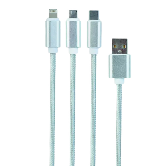 Cable 3-in-1 MicroUSB/Lightning/Type-C - AM, 1.0 m, BLACK, Cablexpert, CC-USB2-AM31-1M