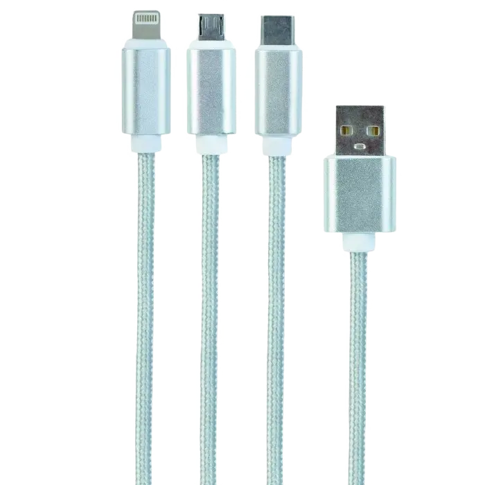 Cable 3-in-1 MicroUSB/Lightning/Type-C - AM, 1.0 m, SILVER, Cablexpert, CC-USB2-AM31-1M-S
