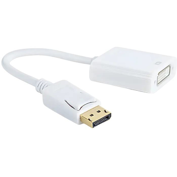 Cable DP to DVI 0.1m, Cablexpert, "A-DPM-DVIF-002-W", White