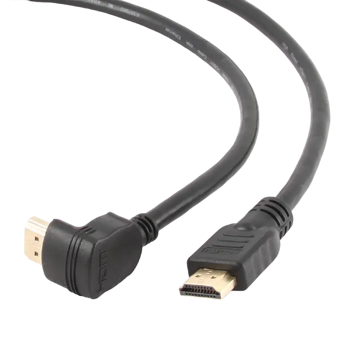 Cable HDMI to HDMI90° 4.5m Cablexpert male-male90°, V1.4, Black, CC-HDMI490-15, One jakc bent 90°