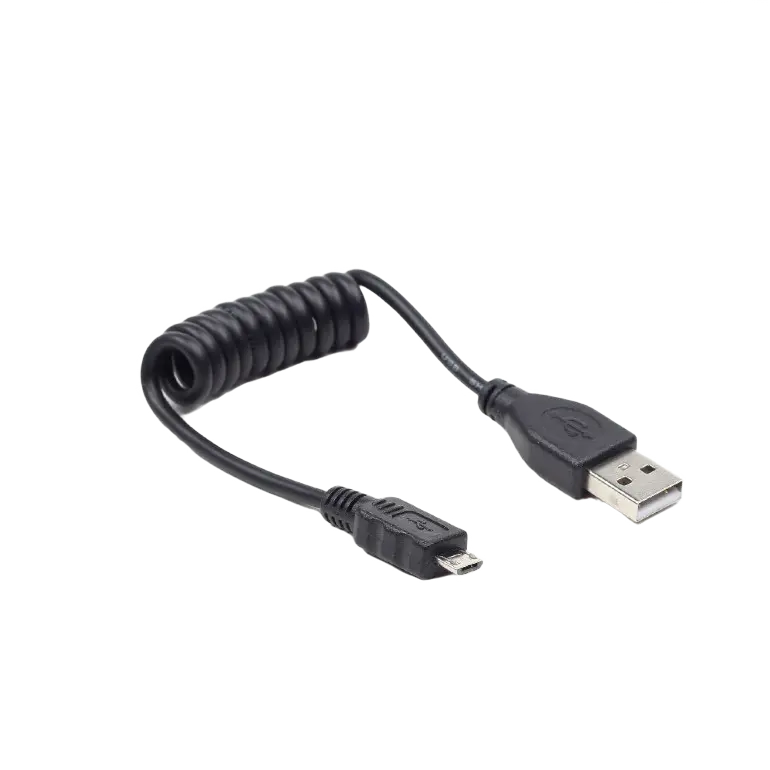 Cable Micro USB2.0, Micro B - AM, 0.6 m, Cablexpert, Coiled, CC-mUSB2C-AMBM-0.6M