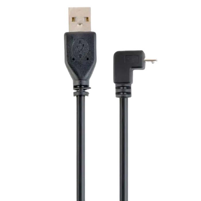 Cable Micro USB2.0, Micro B - AM, 1.8 m, Cablexpert, 90 degree bent connector, CCP-mUSB2-AMBM90-6