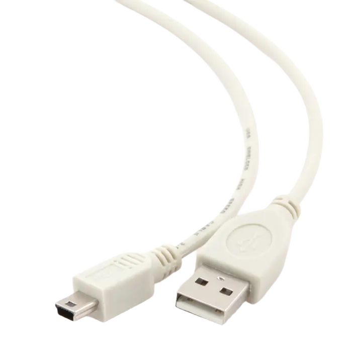 Cable Mini USB2.0, Mini B - AM, 1.8 m, 5Pin, Cablexpert, WHITE, CC-USB2-AM5P-6