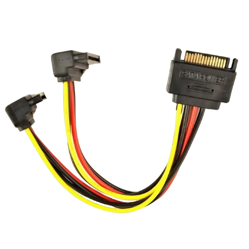 Cable SATA power splitter cable with angled output connectors, 0.15 m, Cablexpert CC-SATAM2F-02