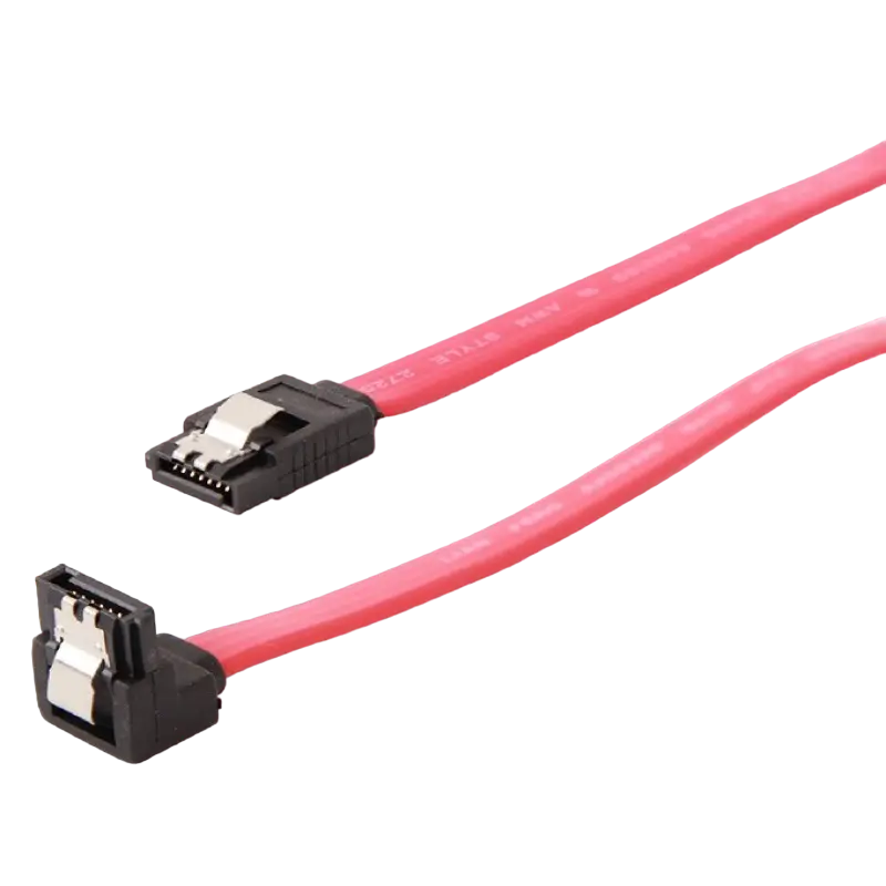 Cable Serial ATA III 10 cm data, 90 degree connector, metal clips, Cablexpert CC-SATAM-DATA90-0.1M