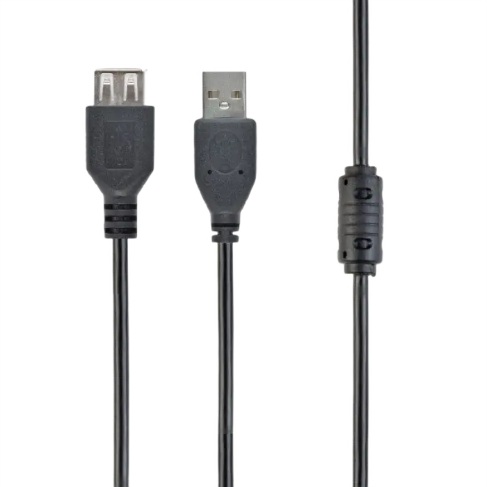 Cable USB, USB AM/AF, 1.8 m, USB2.0 Premium quality with ferrite core, Cablexpert, CCF-USB2-AMAF-6