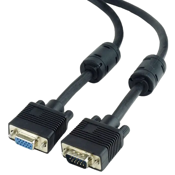 Cable VGA Premium Extension 1.8m, HD15M/HD15F Black, Cablexpert, w/2*ferrite core, CC-PPVGAX-6B