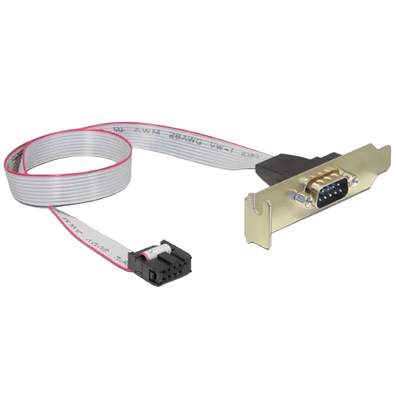 Cablexpert CableExpert CC-DB9ML-01, DB9 COM port receptacle on low-profile bracket, 40 cm flat cable