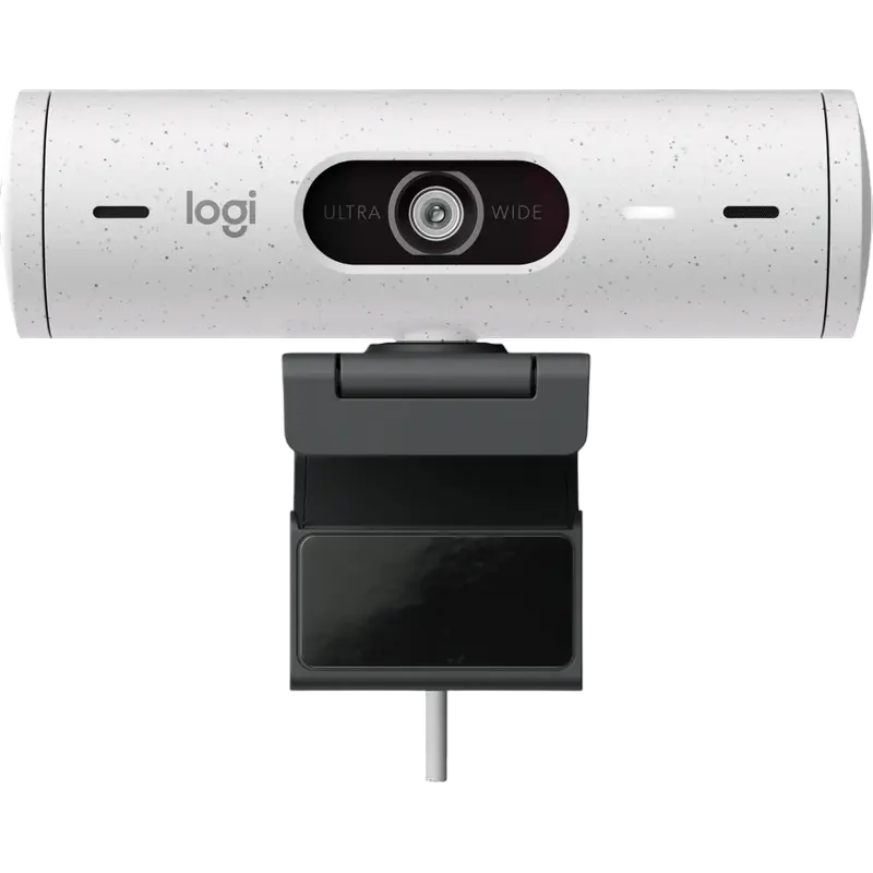 Camera web Logitech BRIO 500 Full HD 1080p autofocus alba, vedere posterioară