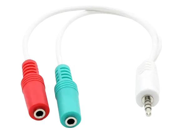Cablexpert CCA-417W 3.5 mm 4-pin plug to 3.5 mm stereo + microphone sockets adapter cable, 20cm, White