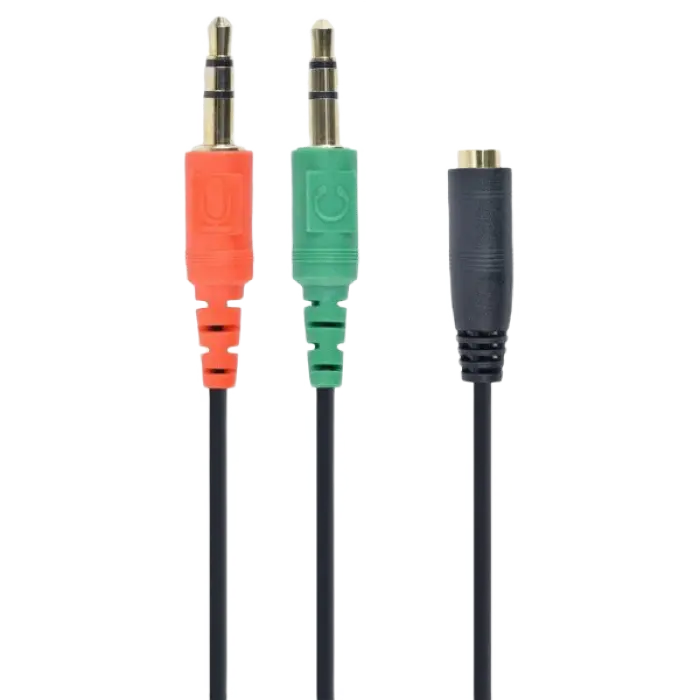 Cablexpert CCA-418 3.5 mm 4-pin socket to 2 x 3.5 mm stereo plug adapter cable, black
