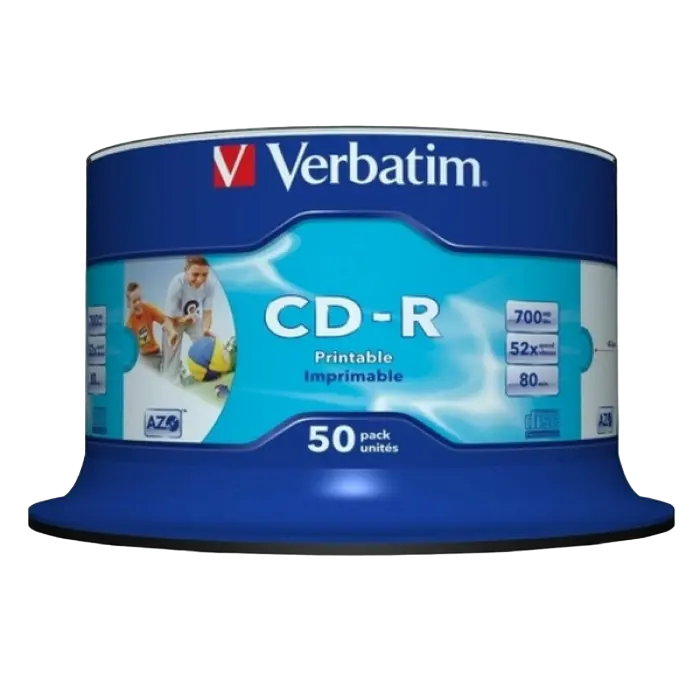 CD-R 50*Cake, Verbatim, 700MB, 52x, AZO, Printable NO ID Brand; 43438, Retail Pack