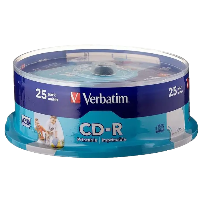 CD-R Printable 25*Cake, Verbatim, 700MB, 52x, AZO, Printable ID Brand