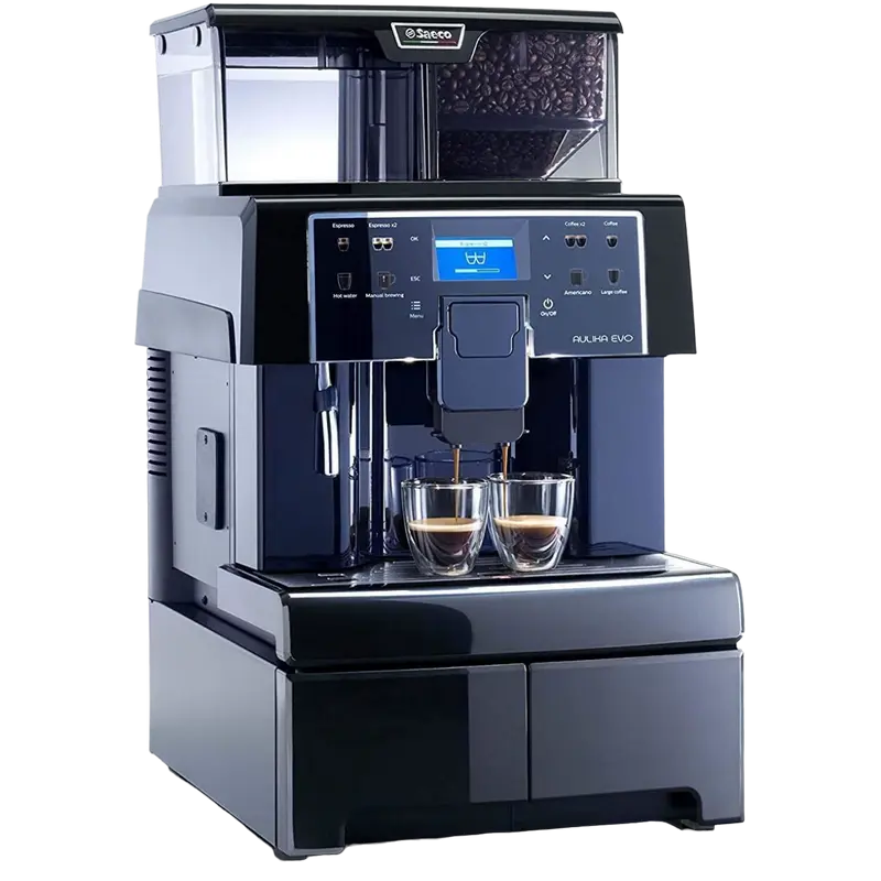 Espressor automat Saeco AuliKa Evo Office Black 15 bar rezervor 4 litri, vedere laterală