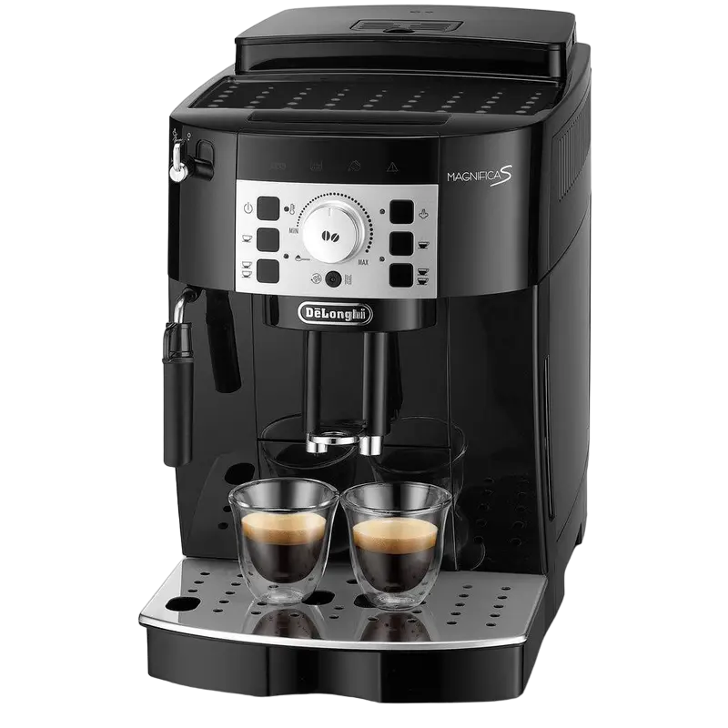 Espressor automat DeLonghi ECAM22.115.B negru, vedere laterală