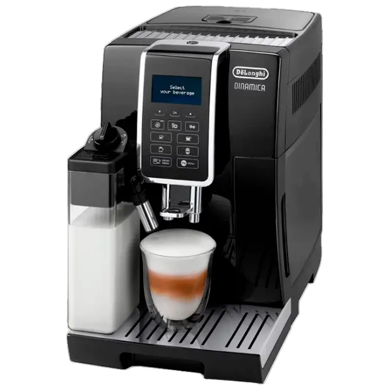 Espressor automat DeLonghi ECAM350.55B Dinamica 15 bar Negru, vedere posterioară