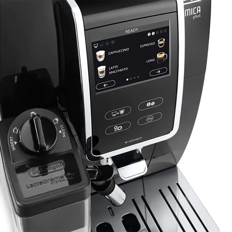Espressor automat DeLonghi ECAM370.85.B cu rasnita si cappuccinatore automat, vedere laterală