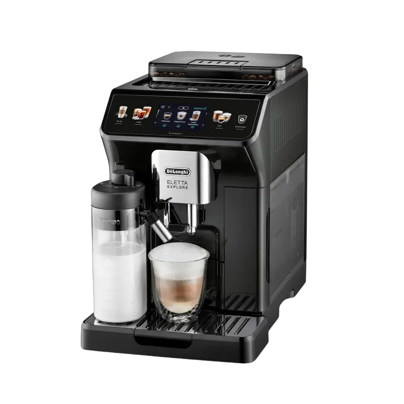 Espressor automat DeLonghi ECAM450.65.G cu capuccinator automat, vedere laterală
