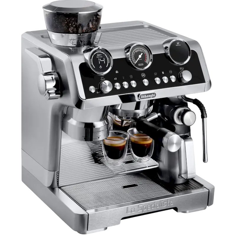 Espressor automat DeLonghi EC 9865.M inox 19 bar cu rasnita, vedere posterioară