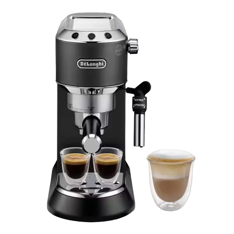 Espressor manual DeLonghi EC685BK Dedica, negru, vedere laterală
