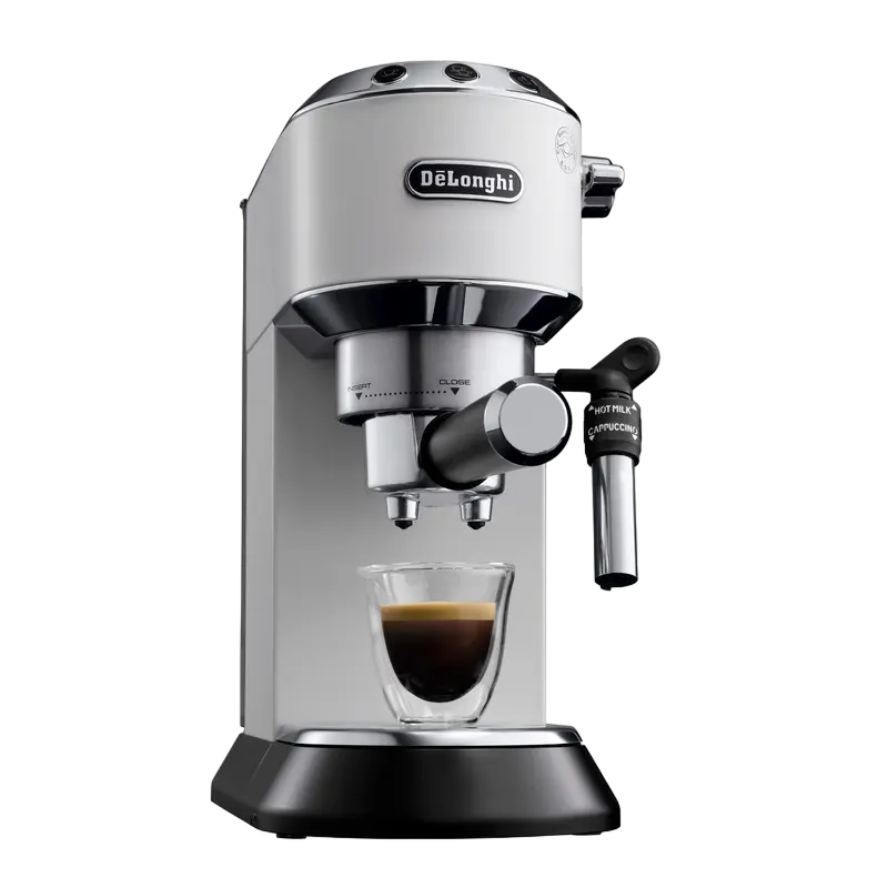 Espressor manual DeLonghi EC685W Dedica alb, 15 bar, detaliu interfață
