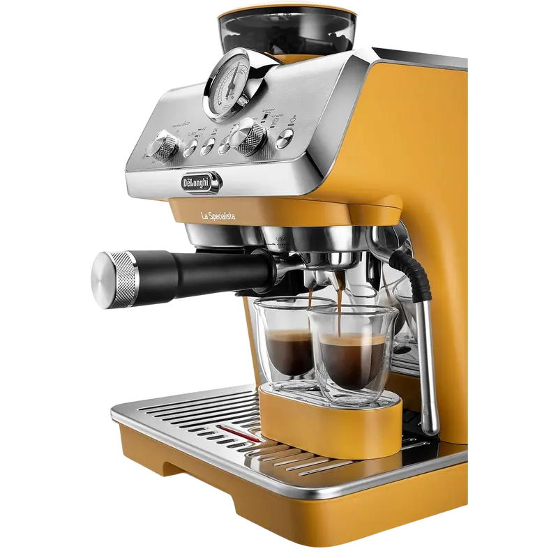 Espressor manual DeLonghi EC9155.YE, 15 bar, galben, detaliu interfață