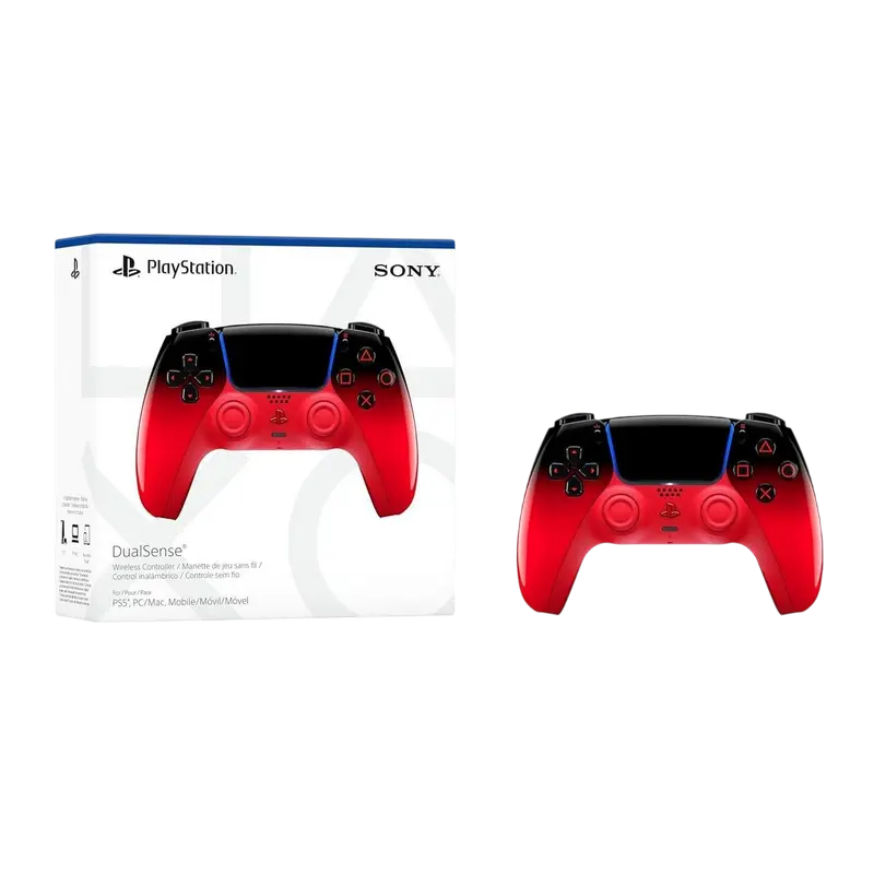 Controller wireless Sony PlayStation 5 DualSense Techno Red, vedere posterioară