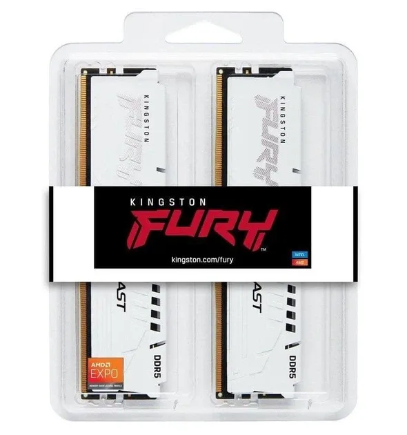 Kingston Fury DDR5 32GB (2x16) 6000MHz Beast White EXPO/XMP 3.0, vedere laterală