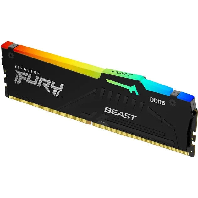 Kingston DDR5 32GB/5600 Fury Beast RGB Black (KF556C36BBE2A-32), vedere laterală