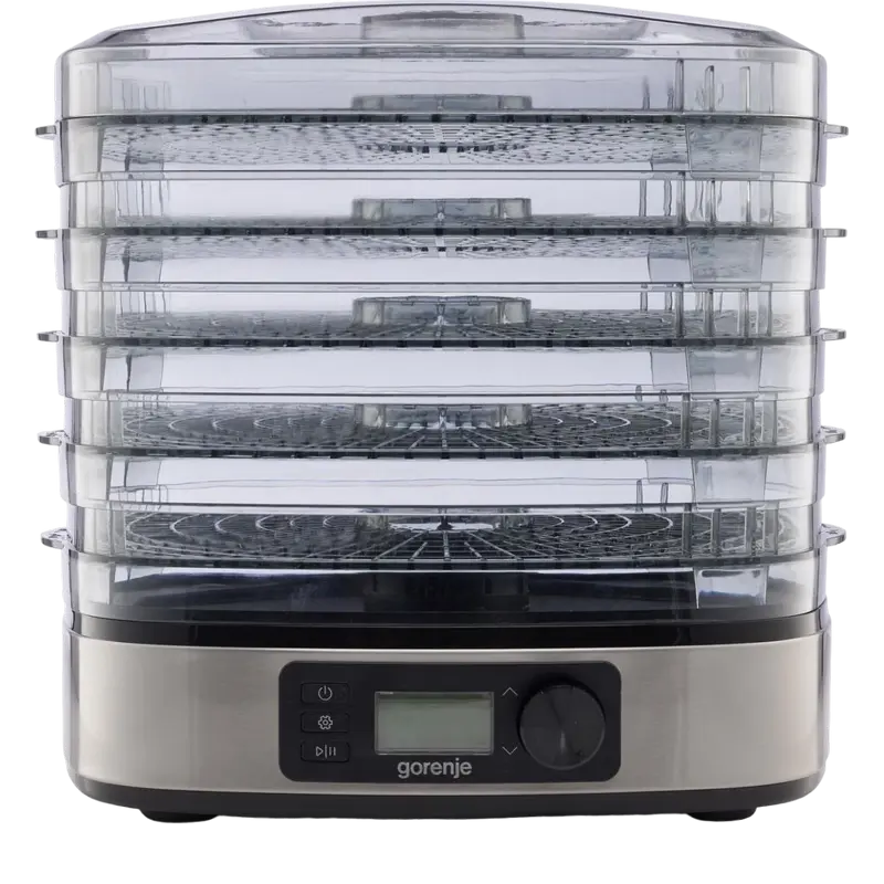 Deshidrator de fructe Gorenje FDK500DE, inox, afișaj LCD, control electronic