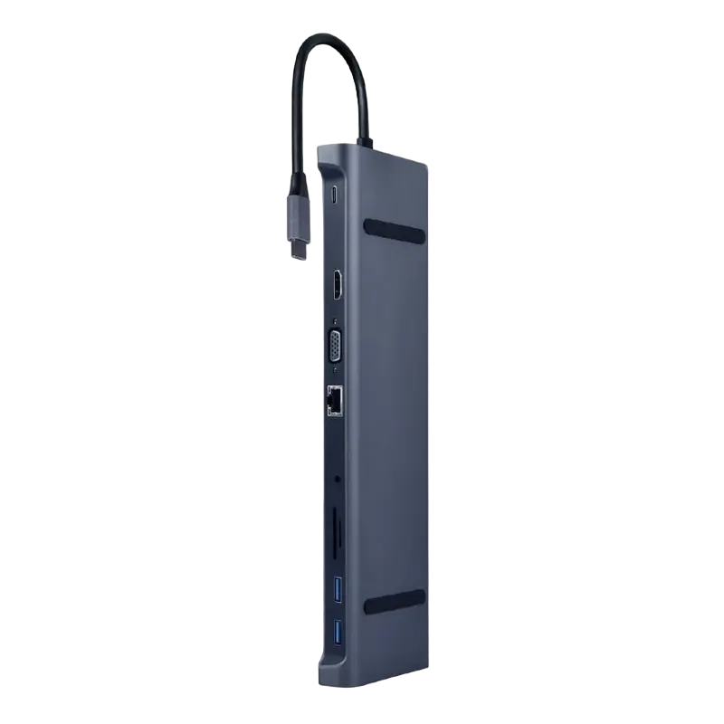 Docking Station Gembird A-CM-COMBO10-01, 3xUSB3.1, 2xUSB-C, LAN, HDMI, VGA, SD, MicroSD, 3.5mm, PD 8