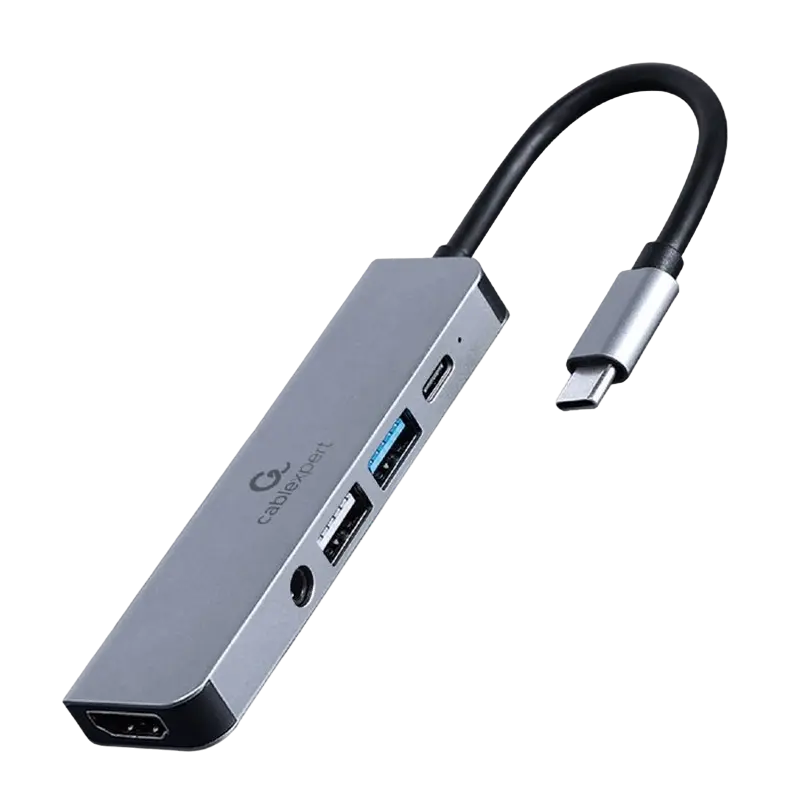 Docking Station Gembird A-CM-COMBO5-02, USB3.1, USB-C, USB2.0, HDMI, 3.5mm, PD 87W, Metal housing