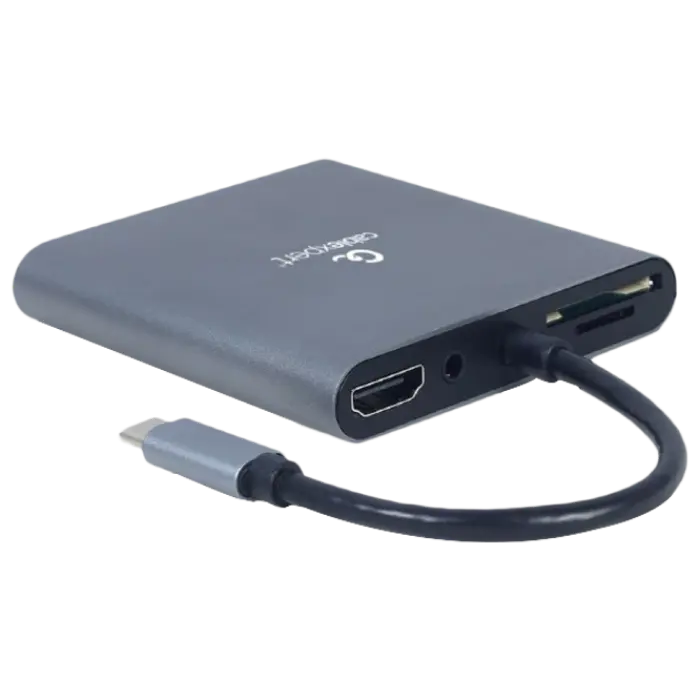 Docking Station Gembird A-CM-COMBO6-01, USB3.1, USB-C, HDMI, VGA, 3.5mm, SD, MicroSD, PD 60W, Metal