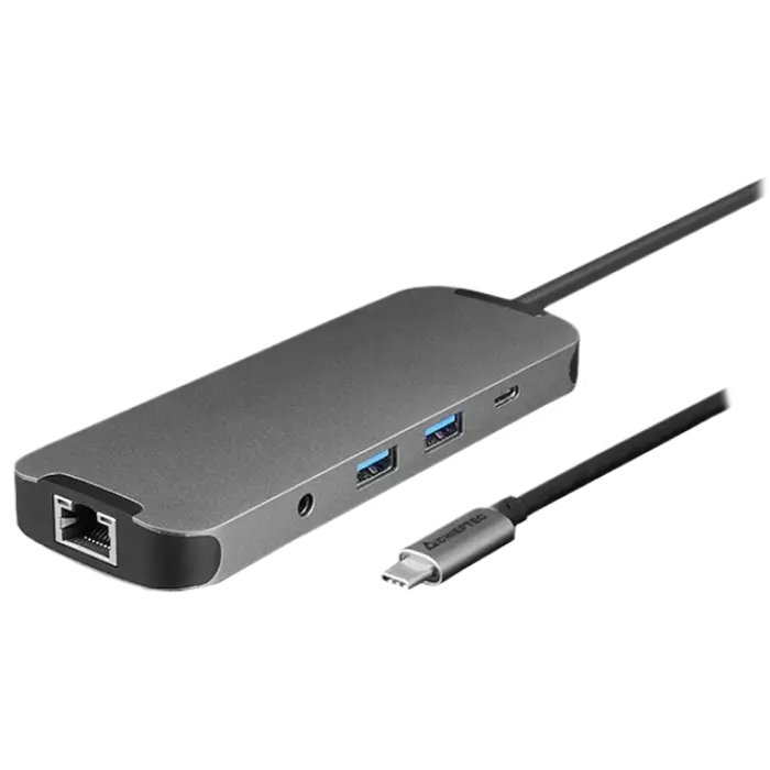Docking Station Chieftec DSC-901, 9-in-1, 2xUSB-C, 2xUSB3.2, HDMI, LAN, SD, MicroSD, 3.5mm, PD 80W