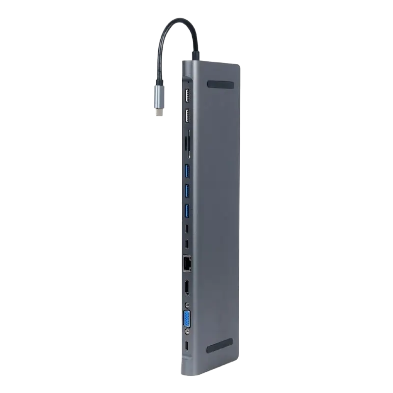 Cablexpert Docking Station Gembird A-CM-COMBO9-01, 3xUSB3.1, USB-C, 2xUSB2.0, HDMI, VGA, 3.5mm, LAN, SD, MicroS