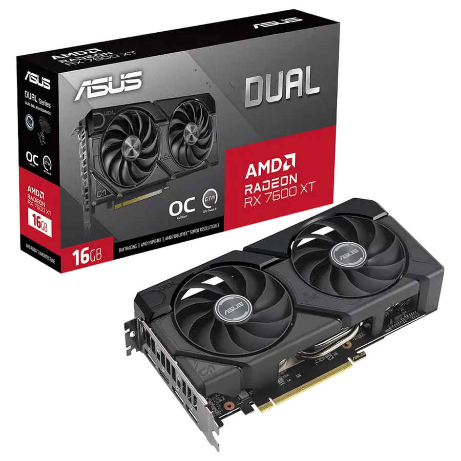 ASUS Radeon RX 7600 XT 16GB GDDR6 Dual OC (DUAL-RX7600XT-O16G)