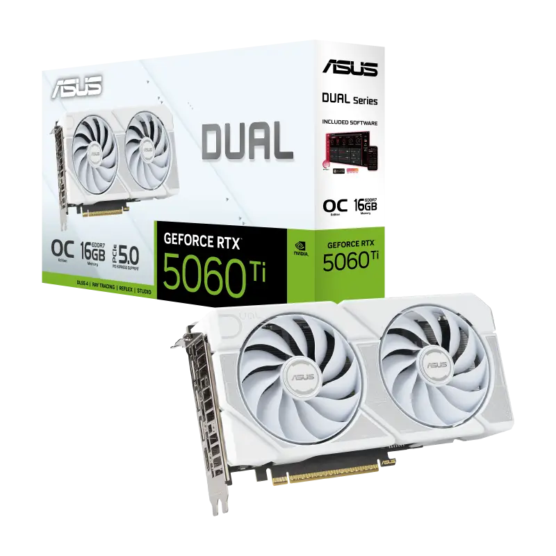 ASUS RTX5060Ti 16GB GDDR7 Dual WHITE OC (DUAL-RTX5060TI-O16G-WHITE)
