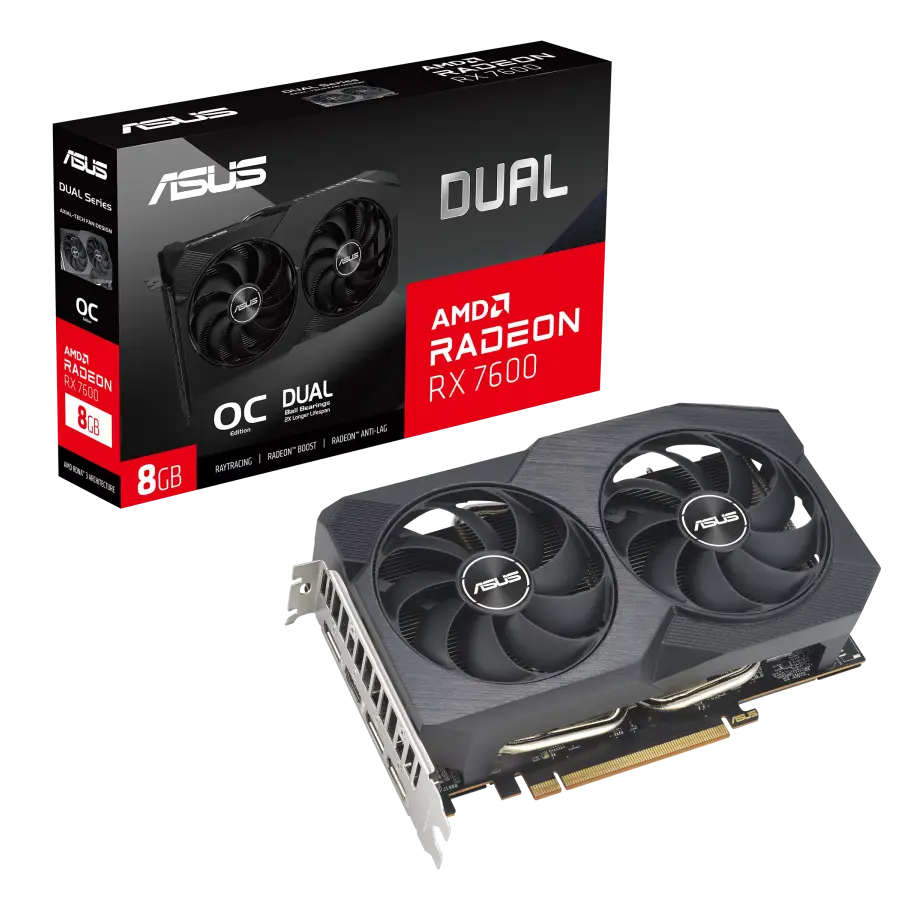 ASUS Radeon RX 7600 8GB GDDR6 Dual OC (DUAL-RX7600-O8G-V2)