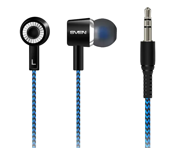 Earphones SVEN E-106 Black/Blue, 3pin 3.5mm mini-jack