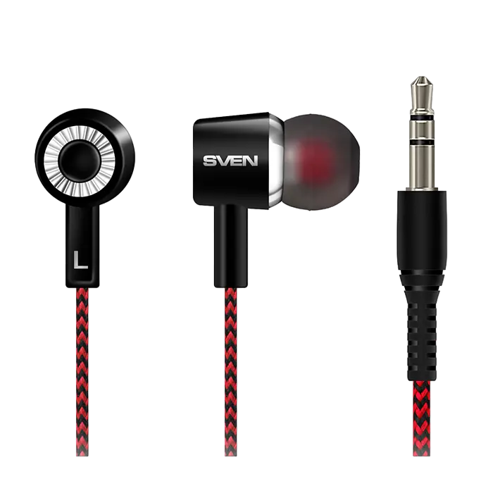 Earphones SVEN E-108 Black/Red, 3pin 3.5mm mini-jack