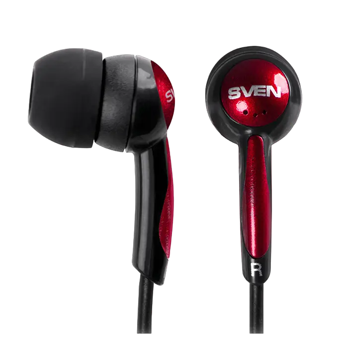 Earphones SVEN E-130 Black/Red, 3pin 3.5mm mini-jack