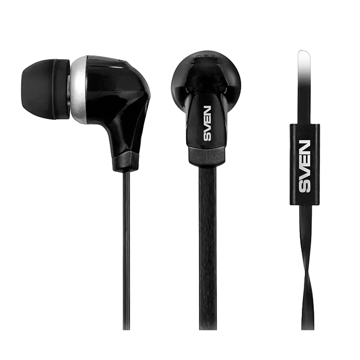 Earphones SVEN SEB-260M - Black, with Microphone, 4pin 3.5mm mini-jack