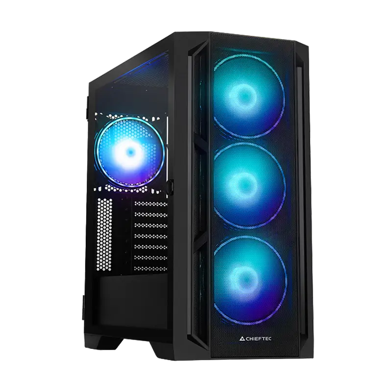 Case EATX Chieftec APEX Lumo, w/o PSU, 0.6mm, 4x140mm ARGB, Front Mesh, Tempered Glass, RGB Hub, 1xU