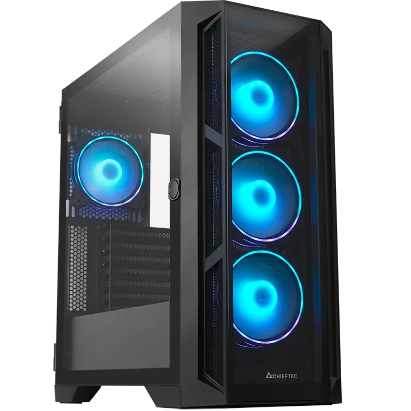 Case EATX Chieftec APEX, w/o PSU, 0.6mm, 4x120mm ARGB, Front & Side Tempered Glass, RGB control hub