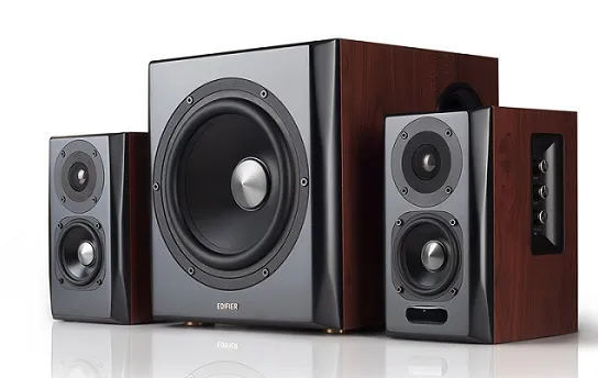 Edifier S350DB Brown, 2.1/ RMS 150W , Audio In: Bluetooth 5.0 aptX Wireless Sound, RCA x2, PC, AUX, optical, coaxial, remote control, all wooden