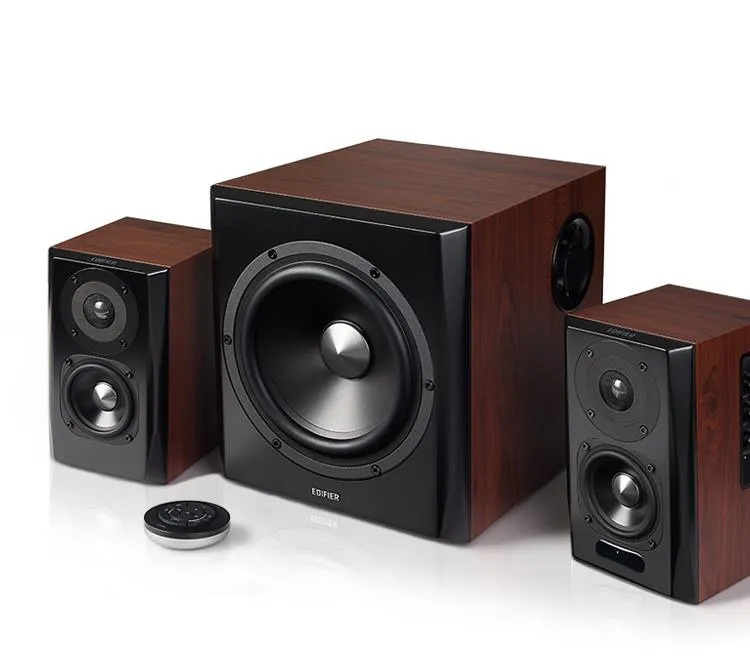 Edifier S350DB Brown, 2.1/ RMS 150W , Audio In: Bluetooth 5.0 aptX Wireless Sound, RCA x2, PC, AUX, optical, coaxial, remote control, all wooden, vedere alternativă
