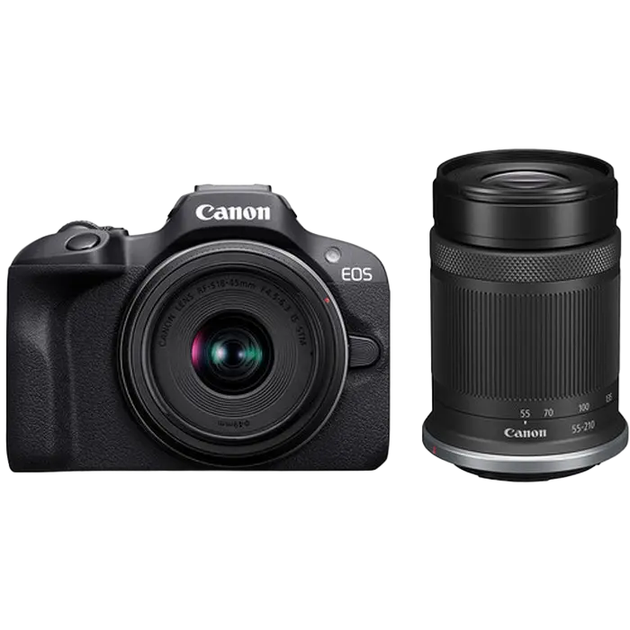 Canon EOS R100 Black & RF-S 18-45mm f/4.5-6.3 IS STM & RF-S 55-210mm f/5-7.1 IS STM Kit